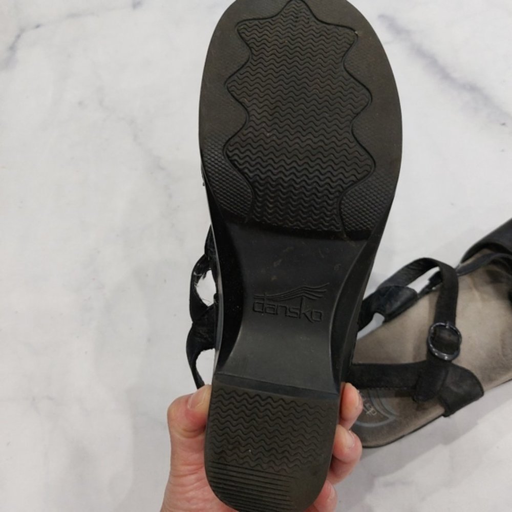Dansko Sandi Leather Open Toe Stap On Sandals Black - Picture 4 of 5